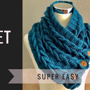 INSTANT DOWNLOAD The Braids Crochet Scarf Cowl -  PDF Pattern