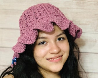 Adult Summer Crochet Hat Pattern Crochet Bucket Hat With Brim Sun Hat Pattern Ruffled Hat Crochet Summer Hat Pattern PDF INSTANT DOWNLOAD