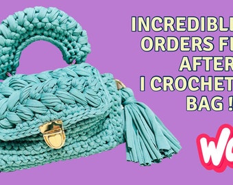 INSTANT DOWNLOAD Crochet Bag Pattern T-shirt Yarn Bag 7-9 mm Crochet Bobble Bag