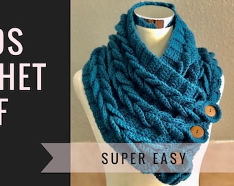 INSTANT DOWNLOAD The Braids Crochet Scarf Cowl - The Braided Cowl PDF Pattern