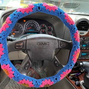 Floral Steering Wheel Crochet Cover  Cozy steering wheel car accessories PATTERN ONLY