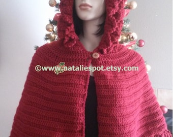 INSTANT DOWNLOAD Berry Picot Seasonal Cape Hooded - Unic Size - Crochet Pattern