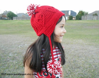 INSTANT DOWNLOAD Valentine's Day Beanie Adult and Little Girls Size - Crochet Pattern