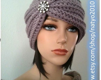 INSTANT DOWNLOAD Turban Style - Rhinestone Beanie - Crochet Pattern