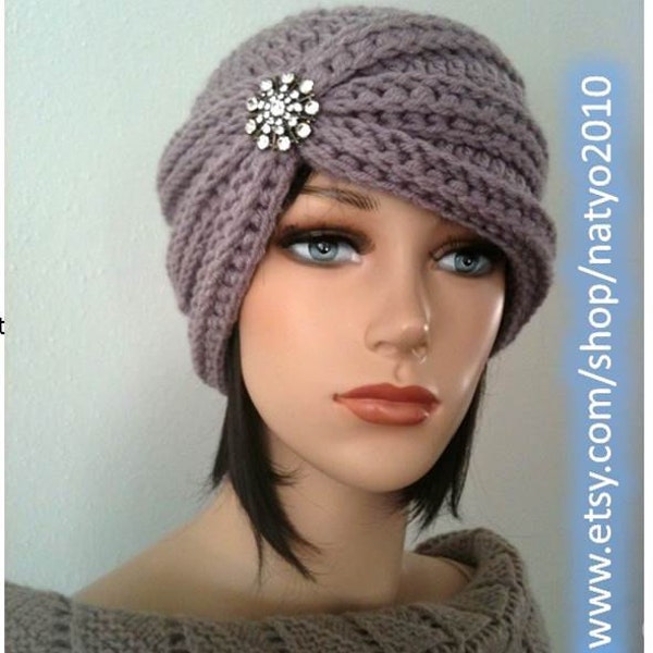 DESCARGA INSTANTE Estilo Turbante - Gorro Rhinestone - Patrón de Ganchillo