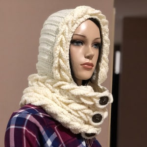 INSTANT DOWNLOAD Braided Hooded Cowl Scarf -  PDF Pattern