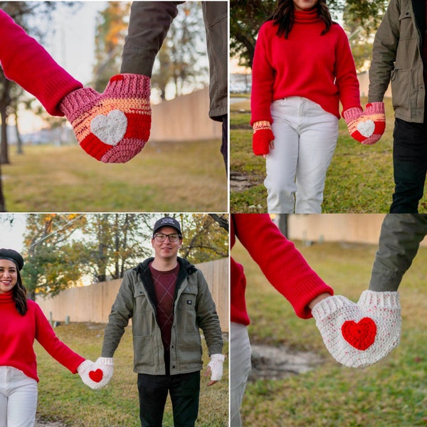 INSTANT DOWNLOAD Smitten Mittens Perfect Accessory for Couples! Crochet Gloves for Couples One Size - Smitten Mittens Fingerless Pattern PDF