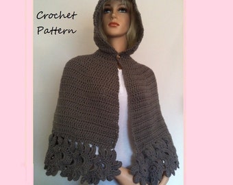 INSTANT DOWNLOAD Crochet Hooded Cape Pattern PDF - Unic Size
