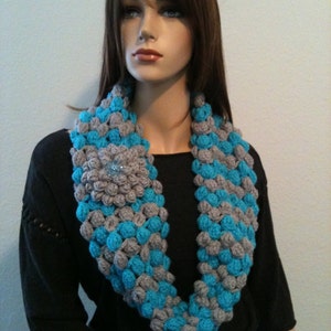 INSTANT DOWNLOAD Mary Two-Color Infinite Scarf Crochet with Flower - PDF Pattern