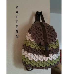 INSTANT DOWNLOAD Crochet Crocodile Backpack Pattern image 1