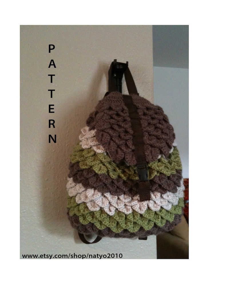 INSTANT DOWNLOAD Crochet Crocodile Backpack Pattern image 1