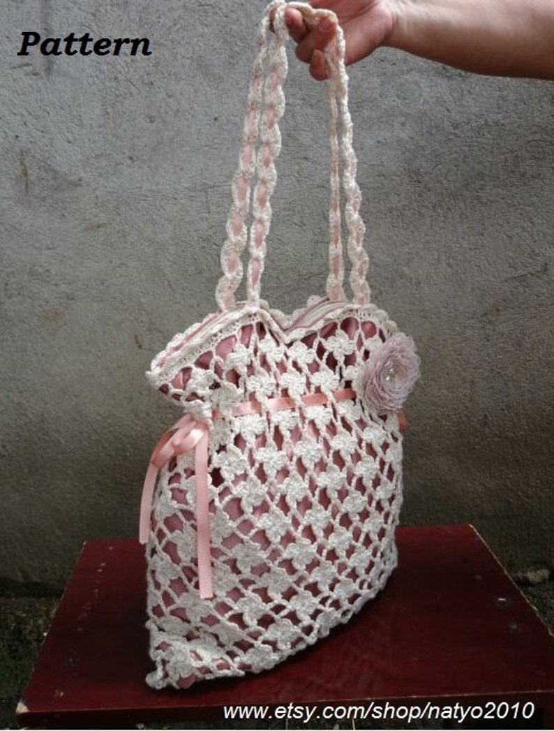 INSTANT DOWNLOAD Angelical Lace Delicate Flowers Handbag Crochet Pattern PDF File image 4