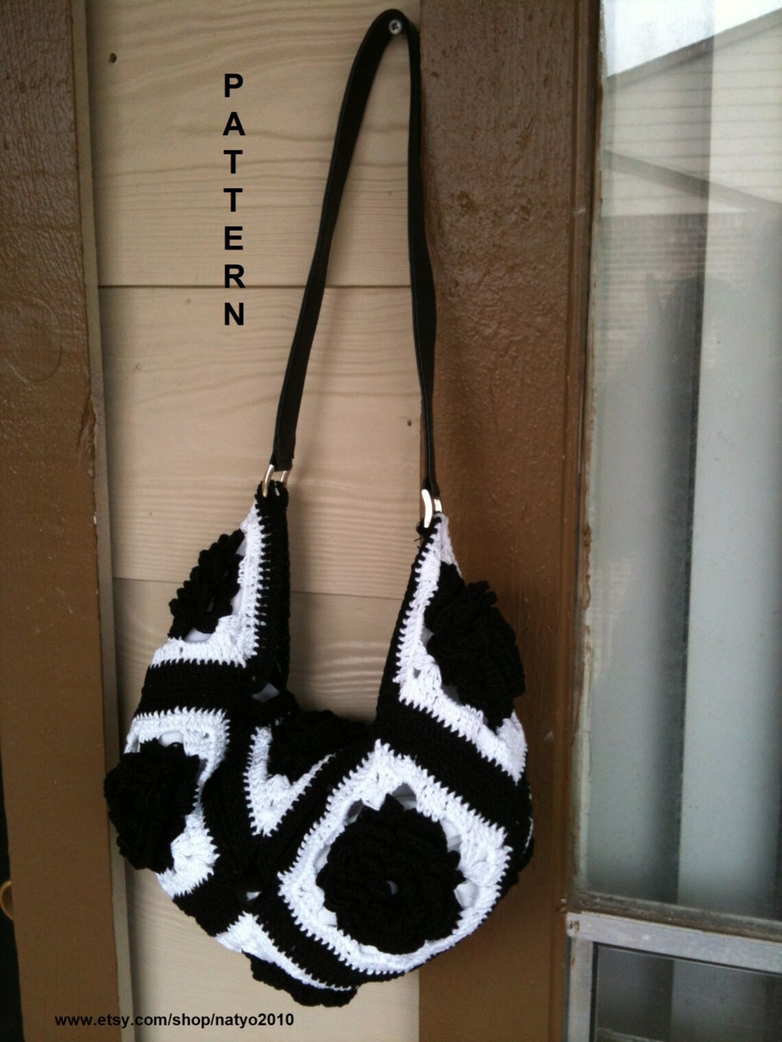 INSTANT DOWNLOAD Black and White Hobo Crochet Flower Bag Pattern PDF ...