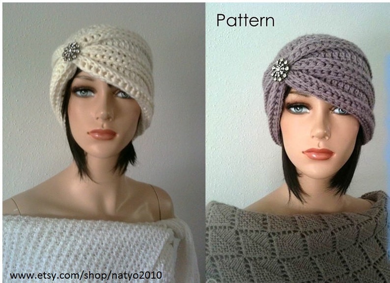 INSTANT DOWNLOAD Turban Style Rhinestone Beanie Crochet Pattern image 4