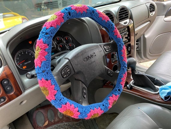 Floral Steering Wheel Crochet Cover  Cozy steering wheel car accessories PATTERN ONLY