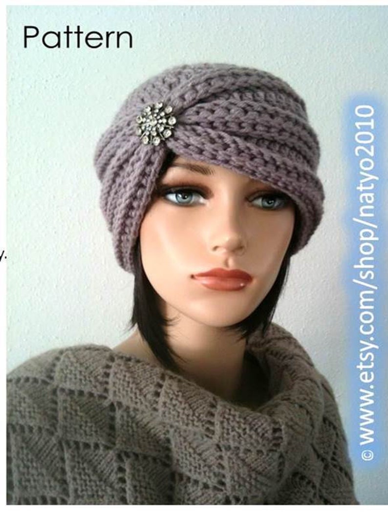 INSTANT DOWNLOAD Turban Style Rhinestone Beanie Crochet Pattern image 5