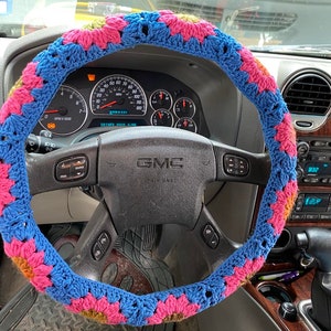 Floral Steering Wheel Crochet Cover Cozy steering wheel car accessories PATTERN ONLY image 3