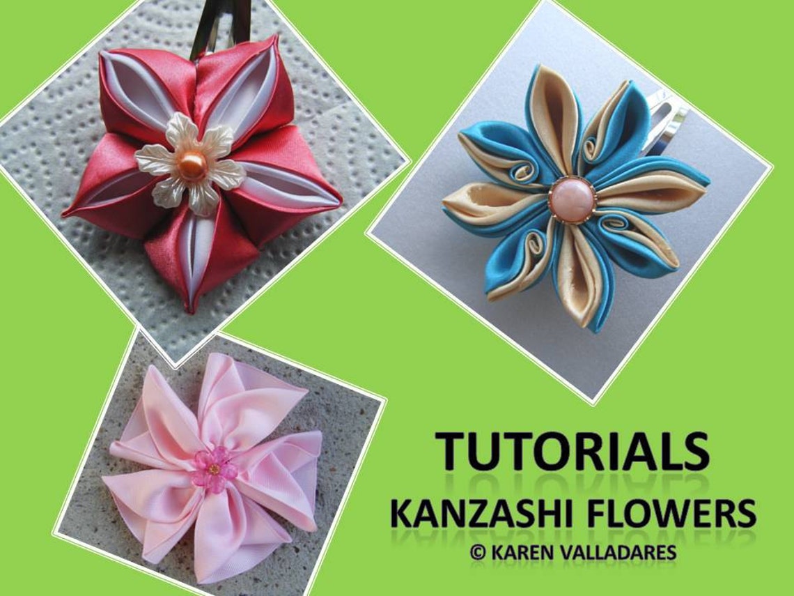 INSTANT DOWNLOAD 3 Kanzashi Flower Tutorials PDF Hair Etsy