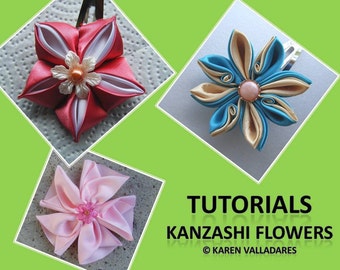 INSTANT DOWNLOAD 3 Kanzashi Flower Tutorials - PDF Hair Accesories Patterns - Fabric Flower Pattern