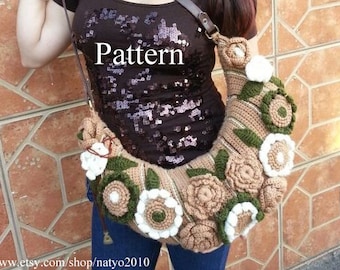 INSTANT DOWNLOAD Garden of Eden Crochet Hobo Tote Bag - Pdf Crochet Pattern
