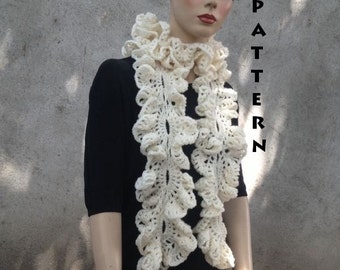 INSTANT DOWNLOAD - Ruffled Cute Crochet Scarf- Pdf Pattern
