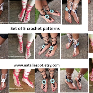 Set 5 Crochet Pattern Barefoot - PDF INSTANT DOWNLOAD
