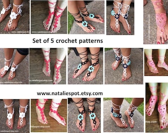 Set 5 Crochet Pattern Barefoot - PDF INSTANT DOWNLOAD