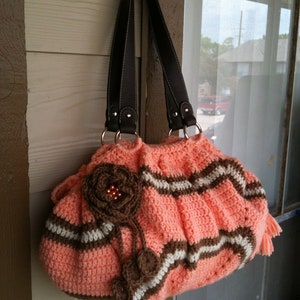 INSTANT DOWNLOAD Peach Crochet Tote Bag Look Like Clutch Pattern