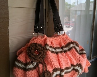 INSTANT DOWNLOAD Peach Crochet Tote Bag Look Like Clutch Pattern