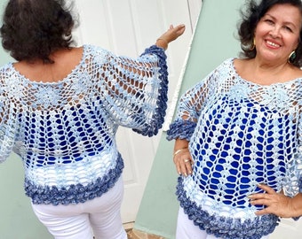 INSTANT DOWNLOAD - Fancy Fans Crochet Blouse-Crochet Top Pattern - PDF Pattern Only