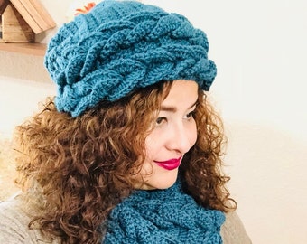 INSTANT DOWNLOAD Braids Slouchy Hat Beret Beanie - Crochet Pattern