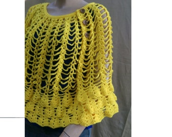 INSTANT DOWNLOAD Bells on the edge Crochet Cape, Shawl, Poncho- PDF Pattern