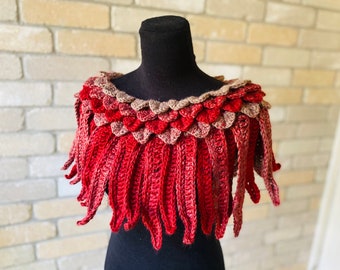 The Feathered Cape-Scarf-Neck-  PDF Pattern INSTANT DOWNLOAD