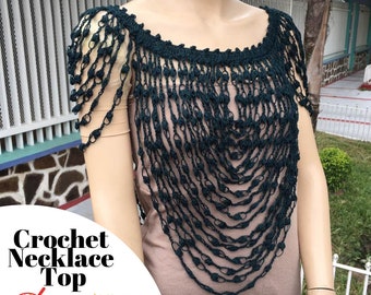 TÉLÉCHARGEMENT IMMÉDIAT Collier - Chemisier au crochet - Patron PDF