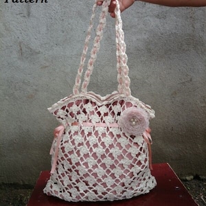 INSTANT DOWNLOAD Angelical Lace Delicate Flowers Handbag - Crochet Pattern PDF File