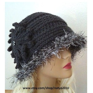 Elegant Textured Gray Crochet Hat CROCHET PATTERN ONLY
