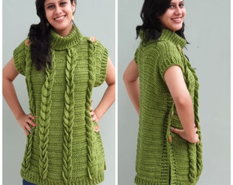 INSTANT DOWNLOAD The Braided Poncho Vest -  PDF Pattern