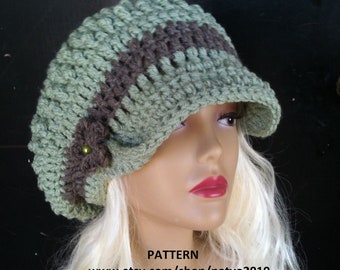 INSTANT DOWNLOAD Oversized Loose Mint Chunky Crochet Hat Pattern With Brim