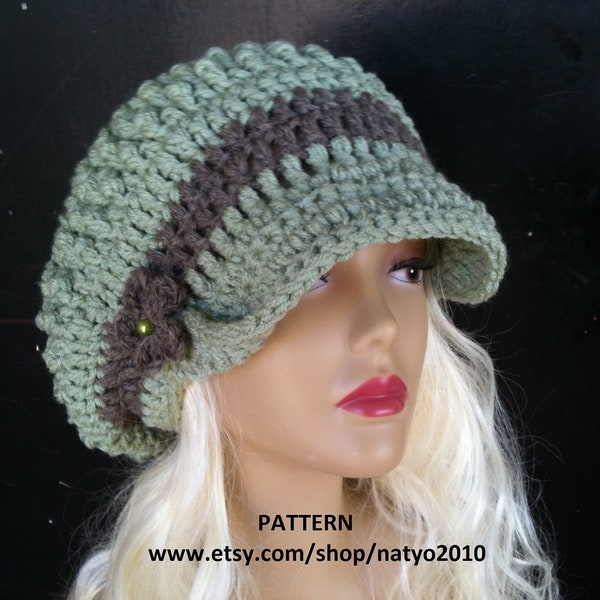 INSTANT DOWNLOAD Oversized Loose Mint Chunky Crochet Hat Pattern With Brim