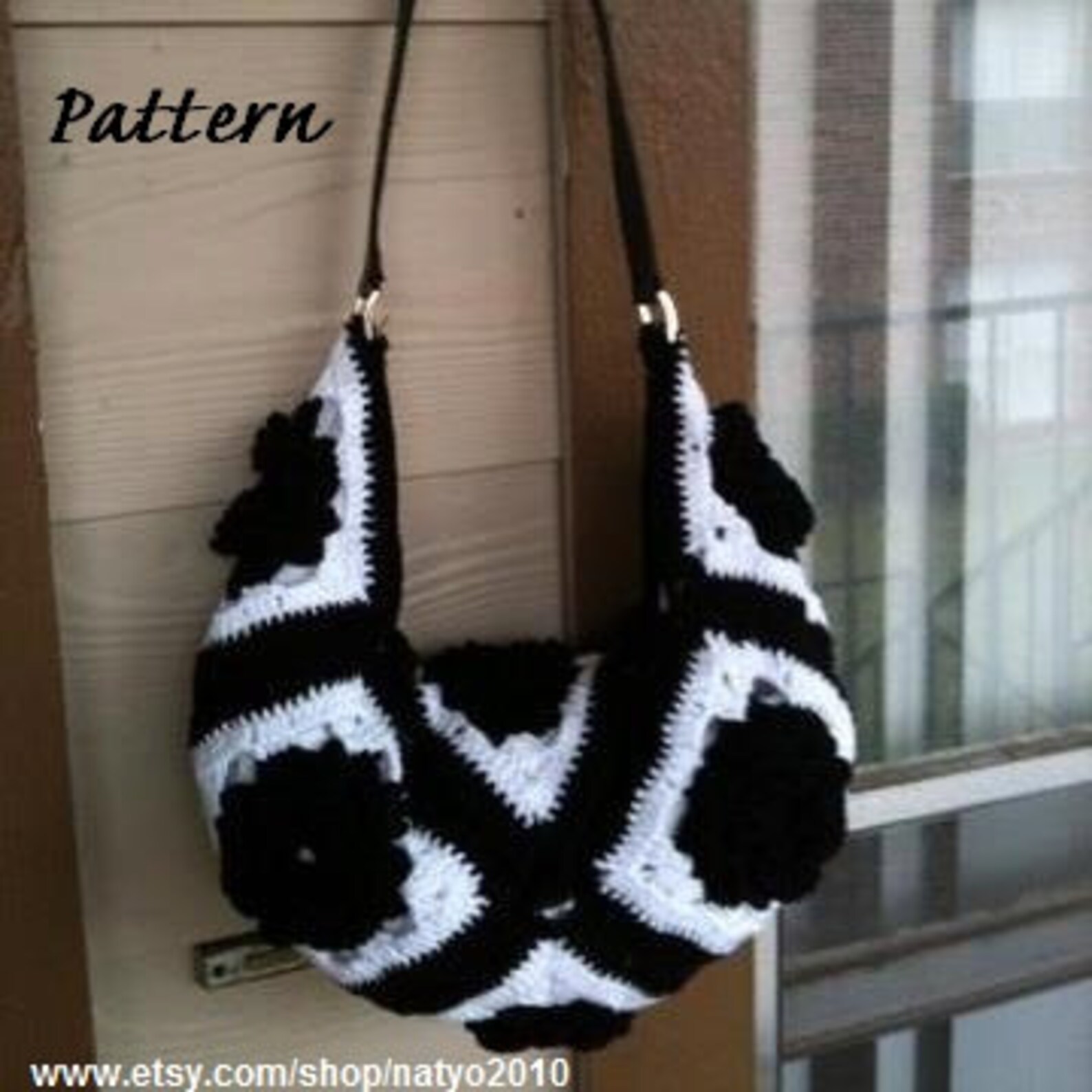 INSTANT DOWNLOAD Black and White Hobo Crochet Flower Bag Pattern PDF ...
