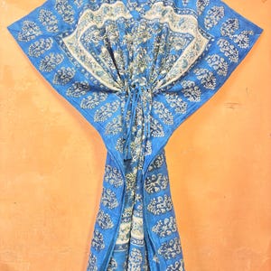 Hand Block Print Cotton Kaftan Dress: Boho Beach Cover Up