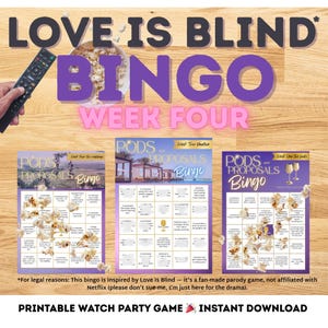Love Is Blind Bingo Game: Reality TV Watch Party (Digital Download - Week Four Weddings!)