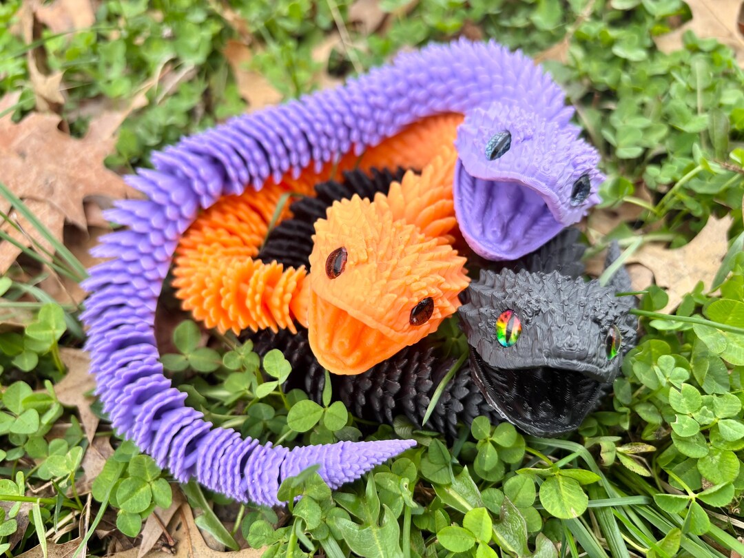 Articulated Spiky Snake Fidget Toy | 3D Printed Sensory Desk Pet (kids ...