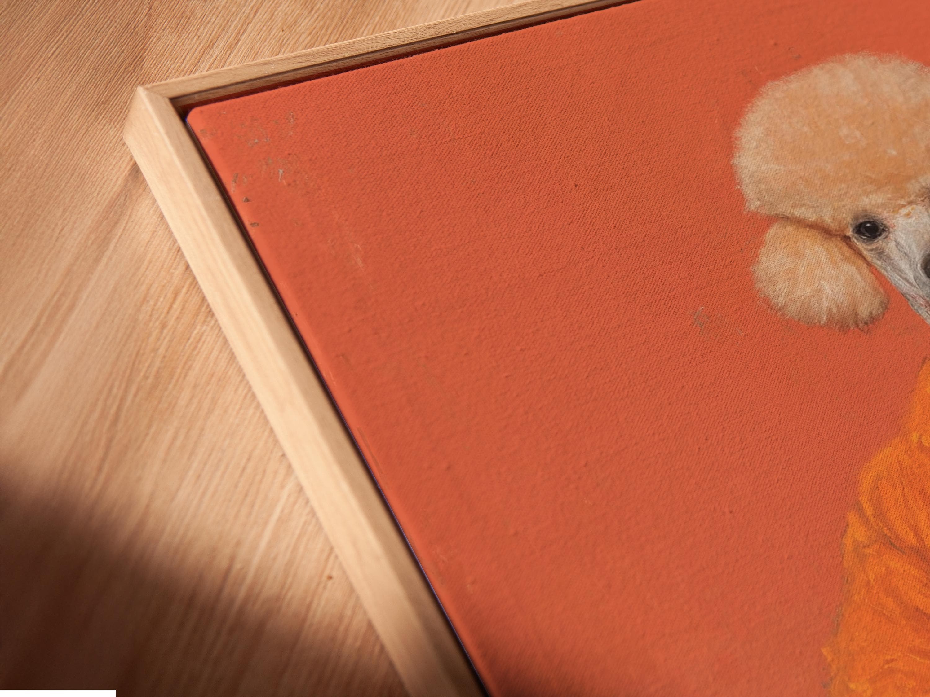 Framed poodle portrait artwork on a white background with smaller frame mockups beside it