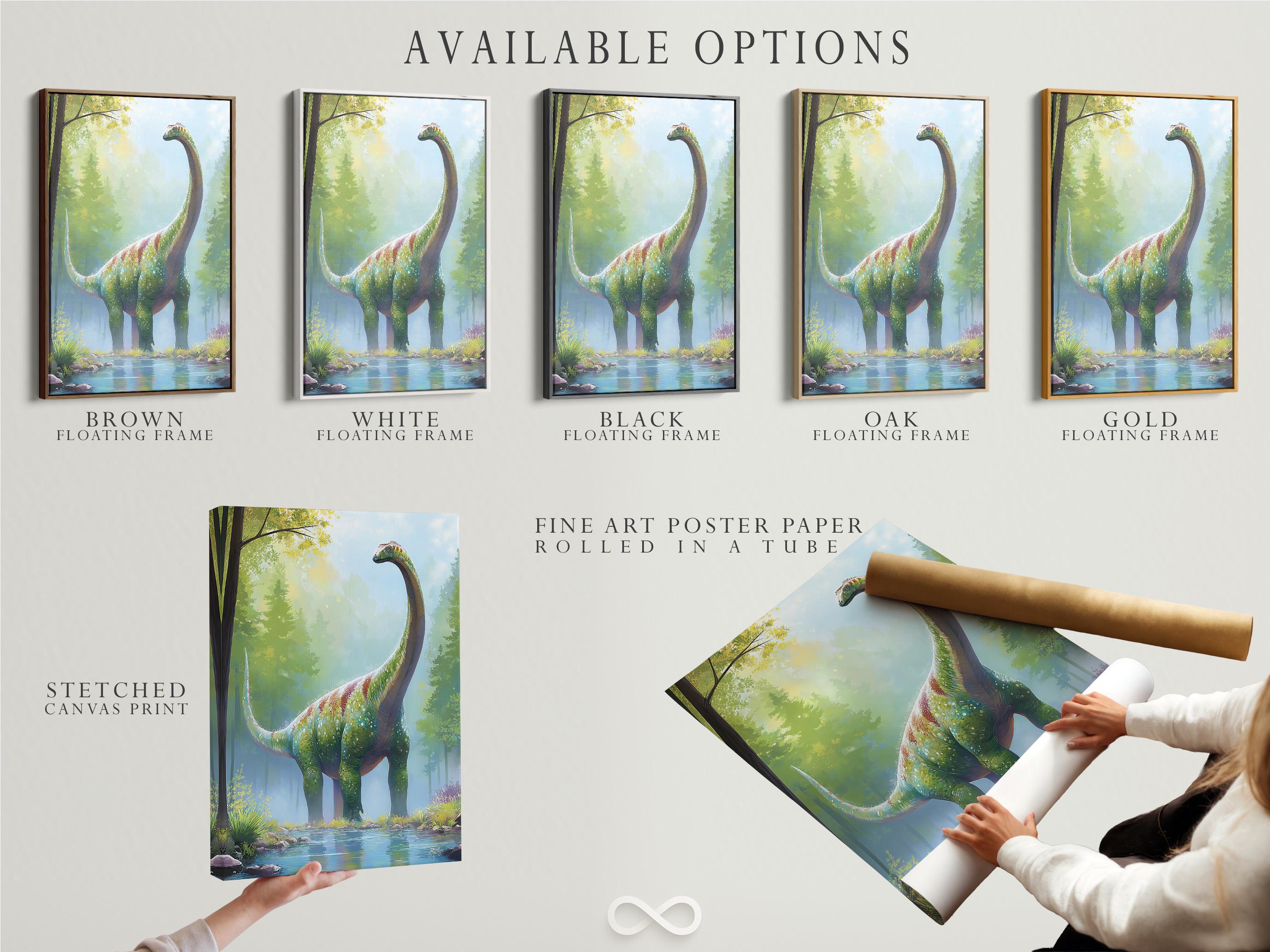 Dinosaur artwork mockup in a room with framed scene