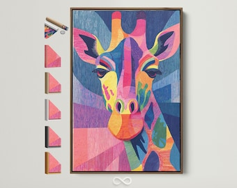 Colorful Giraffe Canvas Print - Rainbow Animal Wall Art, Modern Safari Artwork for Kids Room & Nursery Decor