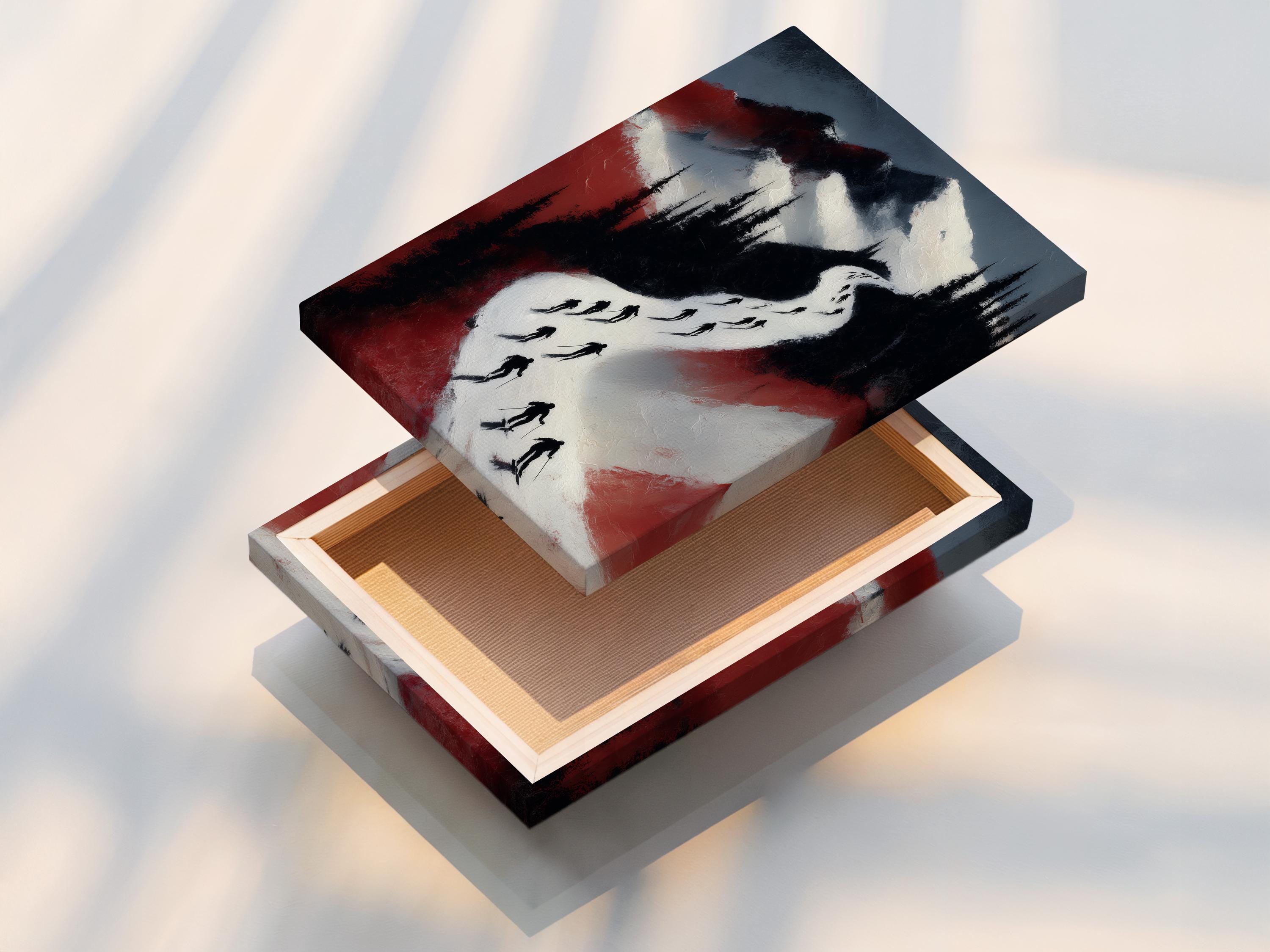 Framed winter ski wall artwork displayed against a light background with swatch frames