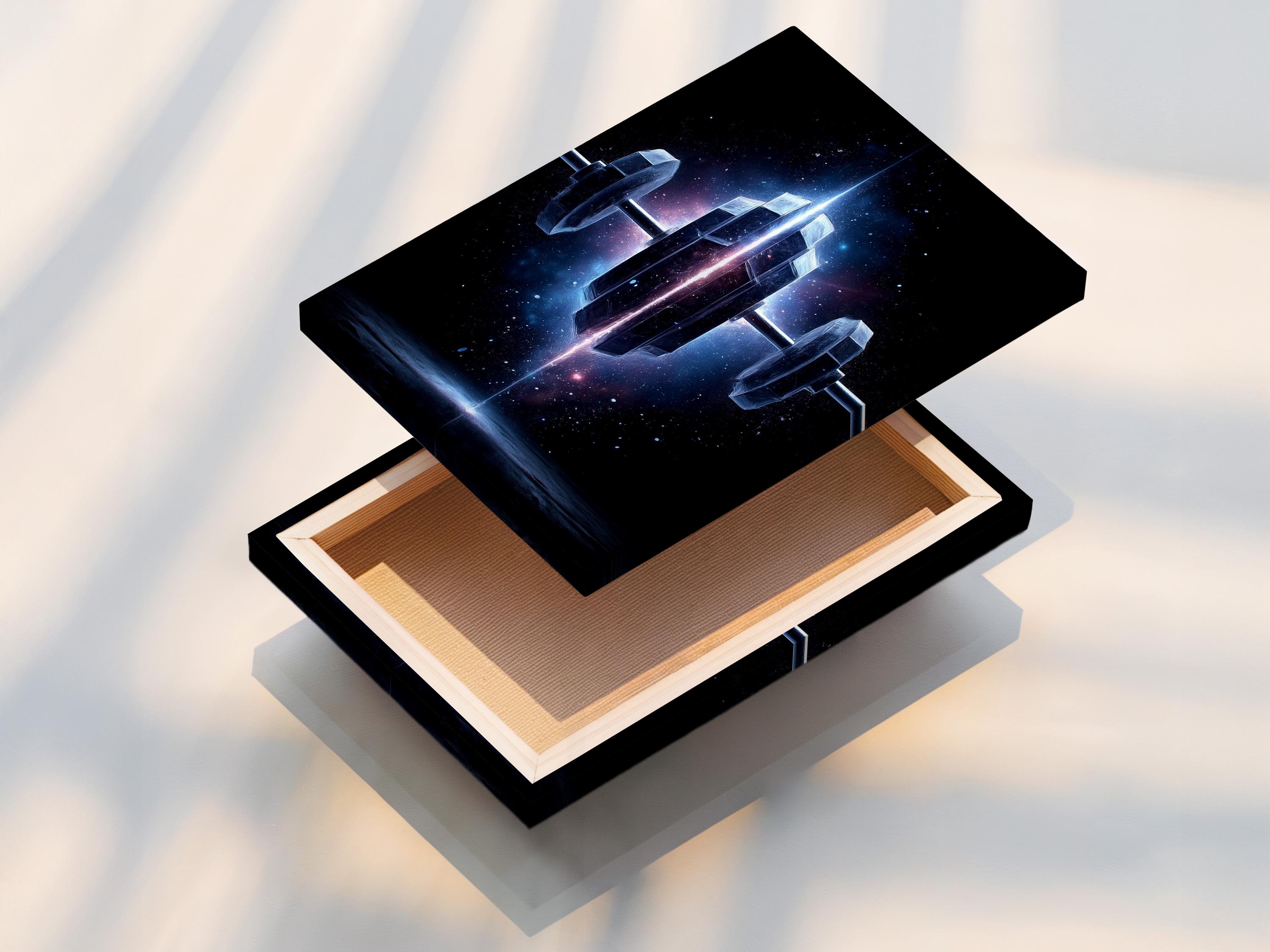 Cosmic dumbbell glowing against a dark galaxy star field detail view