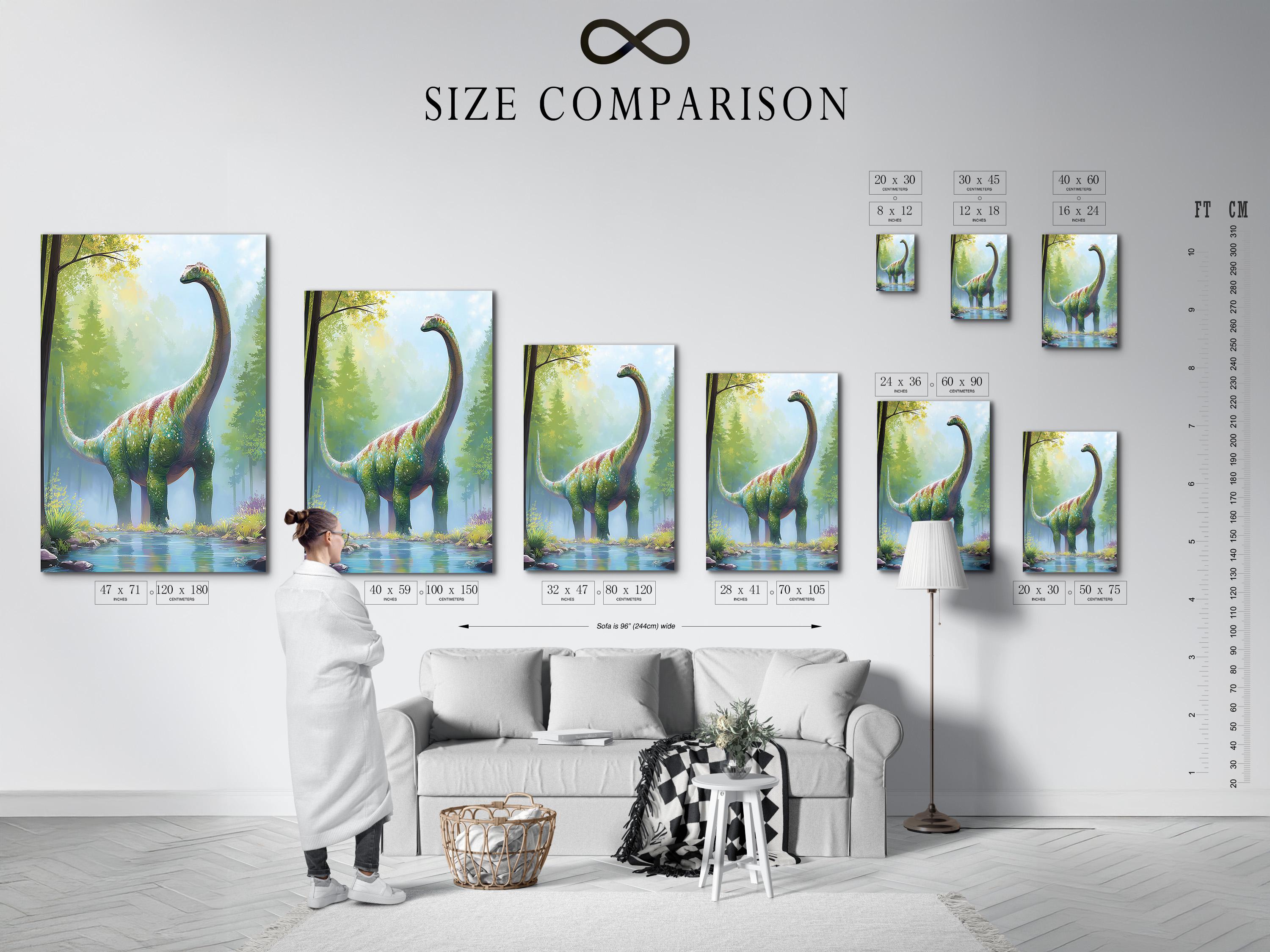 Dinosaur artwork mockup in a room with framed scene