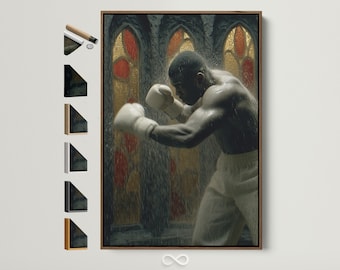 Gothic Boxer Canvas Art- Vintage Boxing Sports Decor for Man Cave, Gym Artwork, Athletic Wall Decor Gift for Him